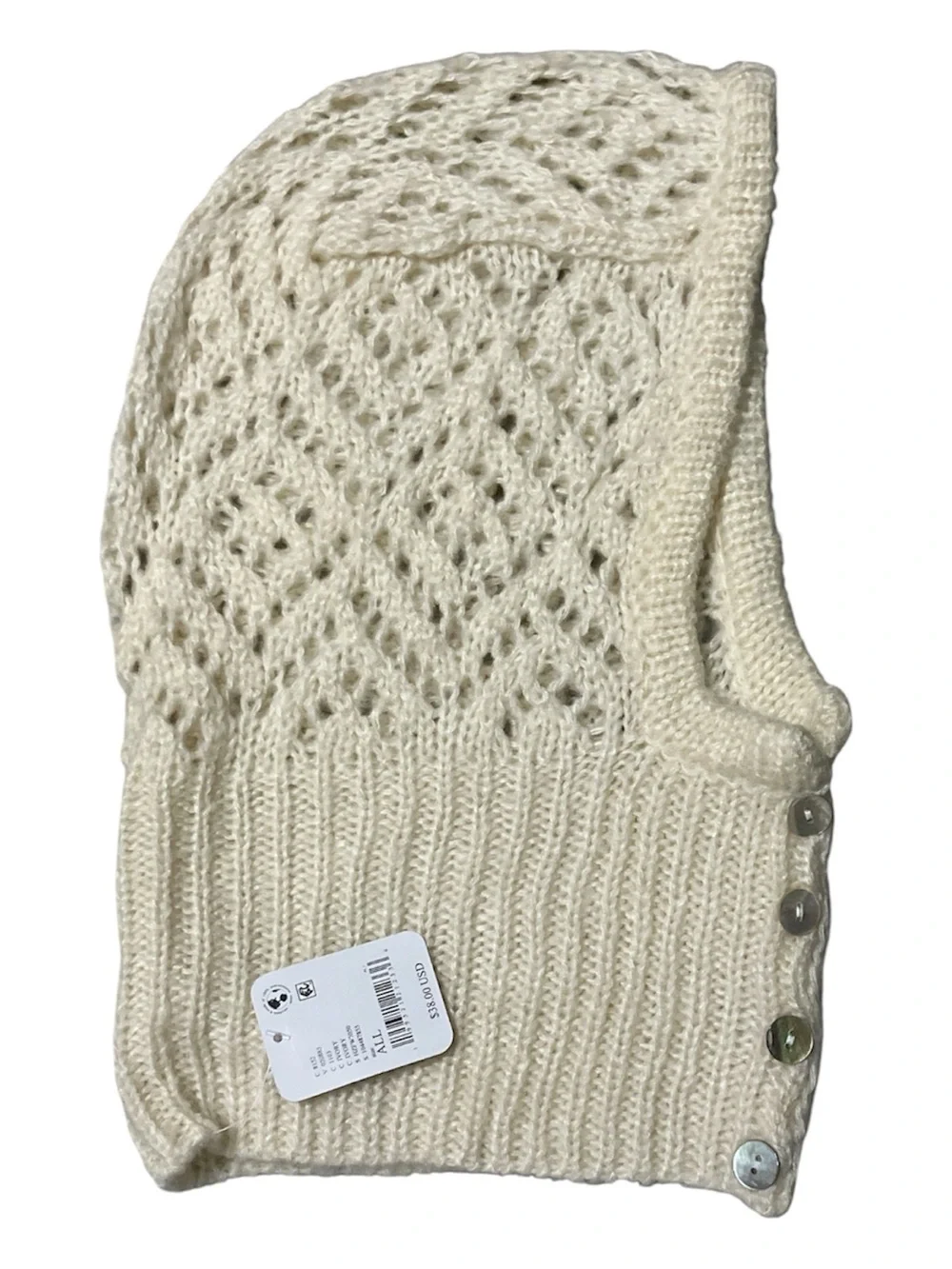 1493. FREE PEOPLE Cozy Pointelle Balaclava in Ivory One size NWT $38